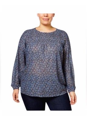 Michael by Michael Kors Petite Leaf Smocked Top (NWOT)